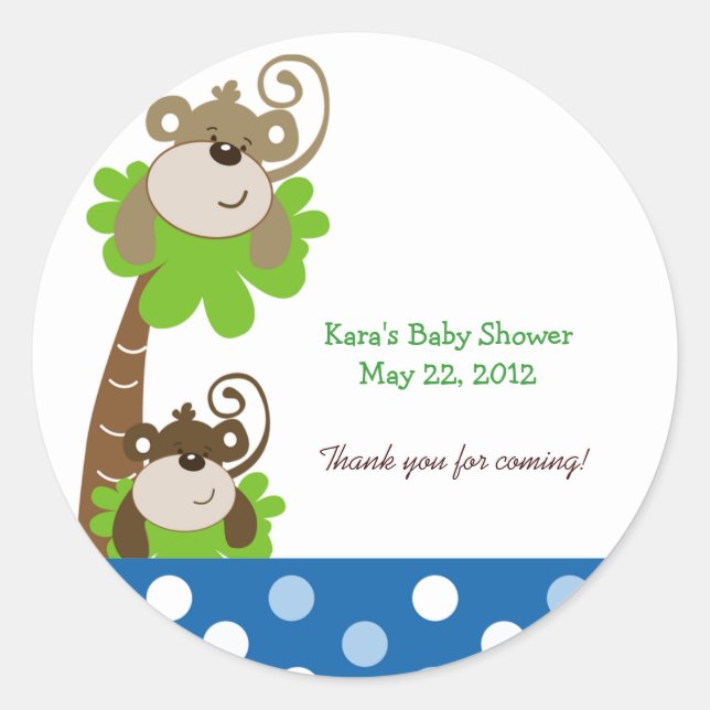 MONKEY TIME (BLUE) Custom Favour Sticker (Front)