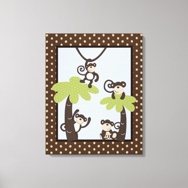 Monkey Time Mod Monkey 16x20 Canvas Nursery Art (Front)