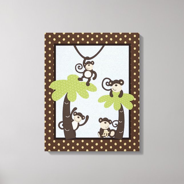 Monkey Time Mod Monkey 16x20 Canvas Nursery Art Print (Front)