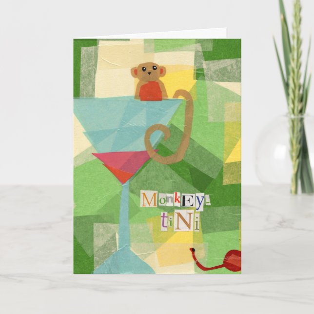 Monkey-tini Birthday Greeting Card (Front)