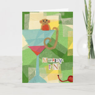 Monkey-tini Birthday Greeting Card