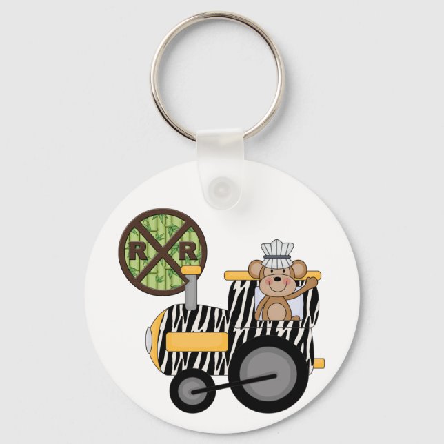 Monkey Train Engineer T-shirts and Gifts Key Ring (Front)