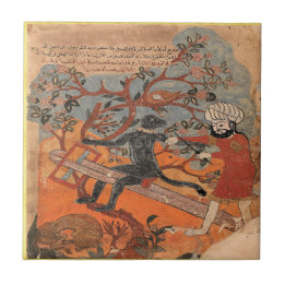 Monkey Tries Carpentry Indian Renaissance Fable Tile