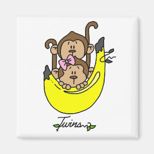 Monkey Twin Boy and Girl Tshirts and Gifts Magnet