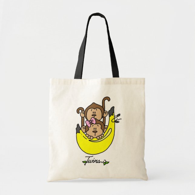 Monkey Twin Boy and Girl Tshirts and Gifts Tote Bag (Front)