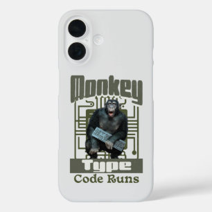 Monkey Type, Code Runs Funny Full-Stack Developer iPhone 16 Case