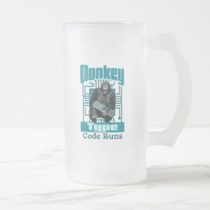 Monkey Type, Code Runs Funny Full-Stack Developer  Frosted Glass Beer Mug