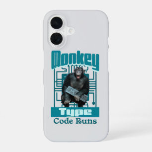 Monkey Type, Code Runs Funny Full-Stack Developer iPhone 16 Case