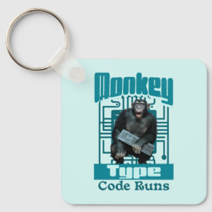 Monkey Type, Code Runs Funny Full-Stack Developer  Key Ring