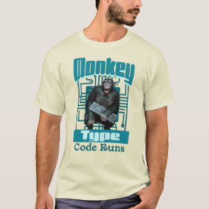 Monkey Type, Code Runs Funny Full-Stack Developer  T-Shirt