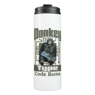 Monkey Type, Code Runs Funny Full-Stack Developer Thermal Tumbler