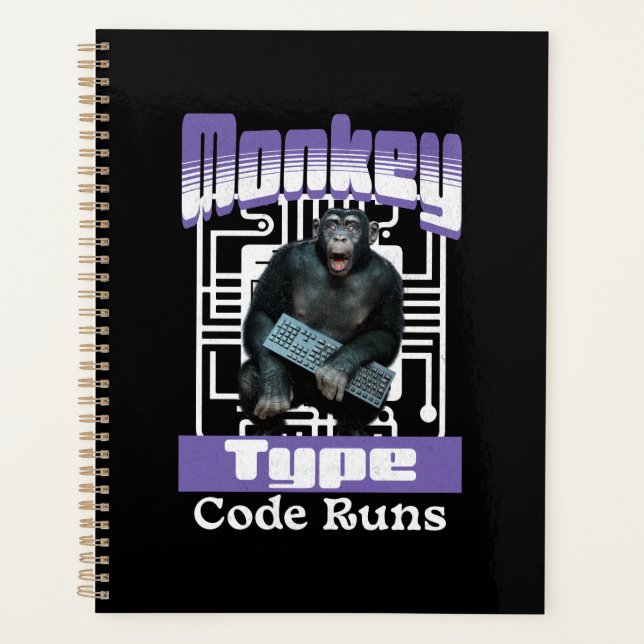 Monkey Typing Code Runs Programmer Humour Planner (Front)