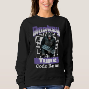 Monkey Typing Code Runs Programmer Humour Sweatshirt