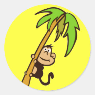 Monkey Up a Tree Classic Round Sticker