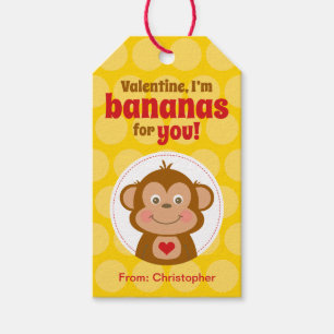 Monkey Valentine Gift Tag for Kids