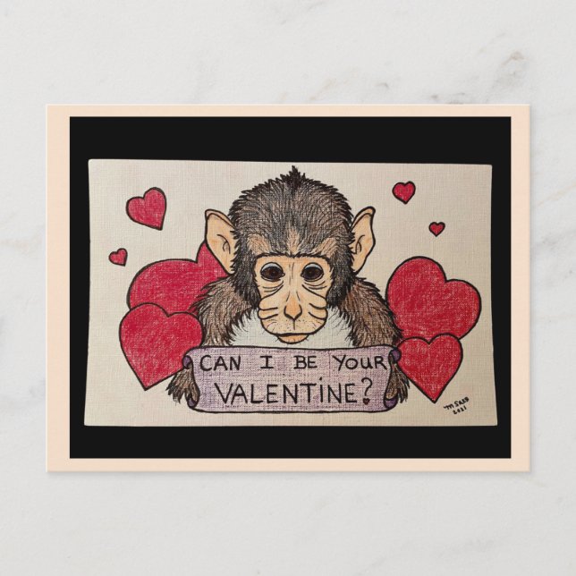 Monkey Valentines Postcard (Front)