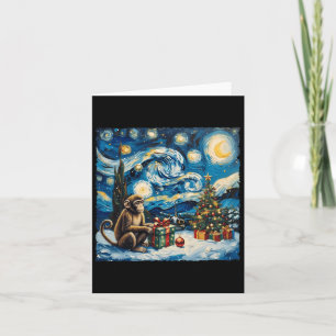Monkey Van Gogh Style Starry Night Christmas Winte Card