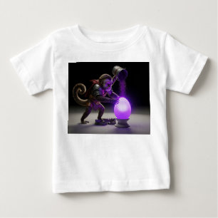 Monkey Warrior Pouring Magic Purple Dust on Glowin Baby T-Shirt