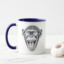 Monkey wearing glasses, monkey lovers mug