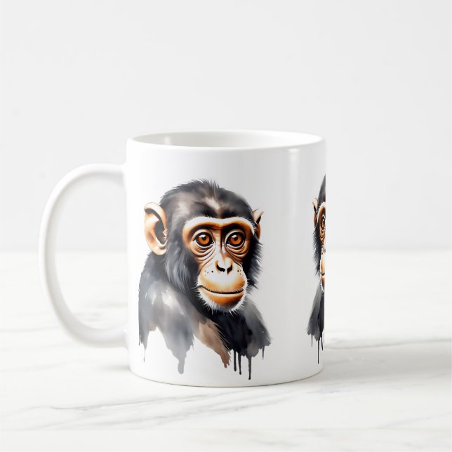 Monkey Wildlife & Nature Water Colour Set Coffee Mug (Left)