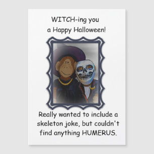 Monkey-Witch Halloween magnetic Greeting Card