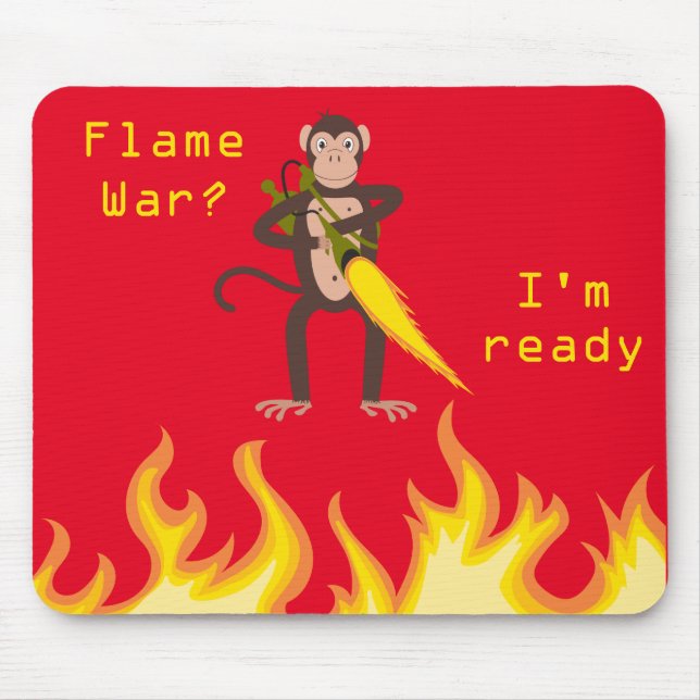 Monkey With a Flamethrower Internet Flame War Mouse Mat (Front)