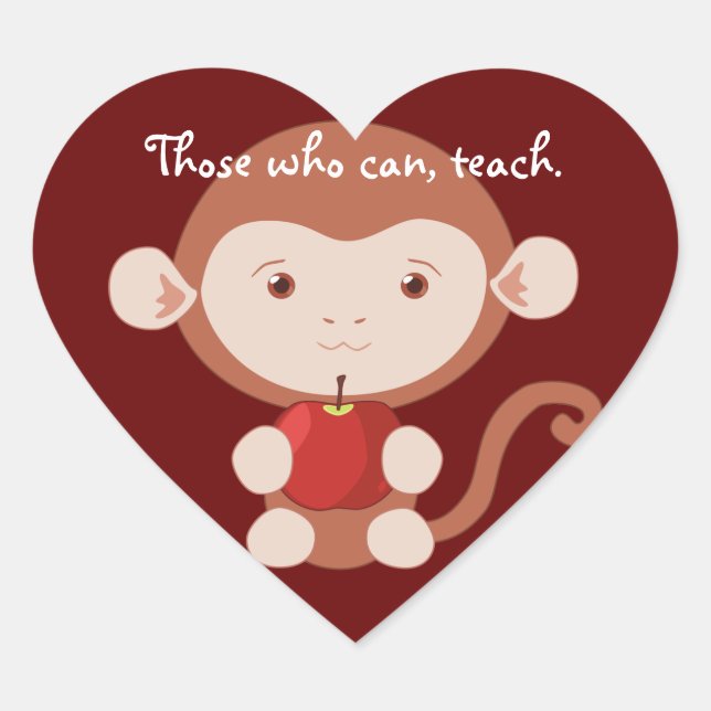 Monkey with Apple Heart Stickers (Front)