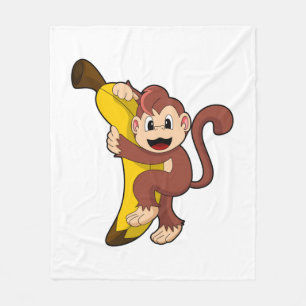 Monkey with Banana (1).PNG Fleece Blanket