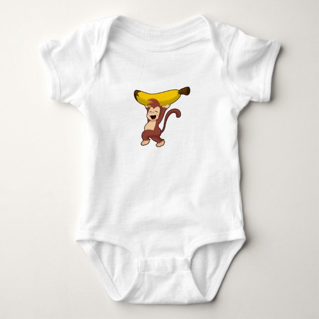 Monkey with Banana Baby Bodysuit (Front)