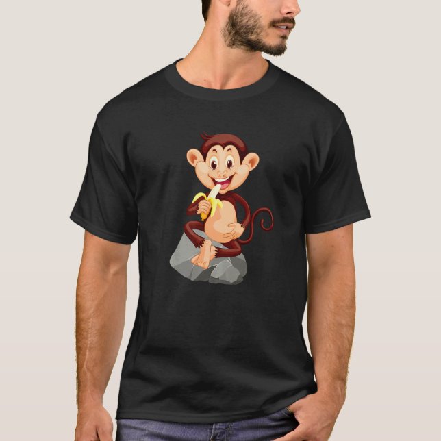 Monkey with banana cute monkey   T-Shirt (Front)