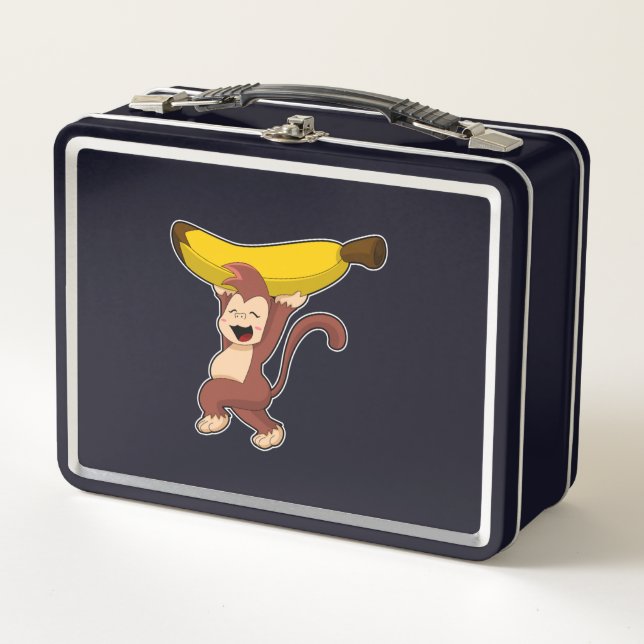Monkey with Banana Metal Lunch Box (Front)