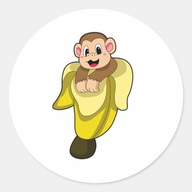 Monkey with Banana peel Classic Round Sticker (Front)