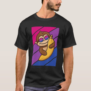 Monkey With Banana Pride Bisexual Flag Lgbt Proud T-Shirt