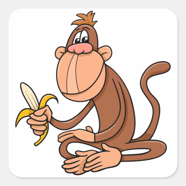 Monkey With Banana Square Sticker (Front)