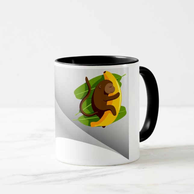 monkey with banana under the patch mug (Front Right)