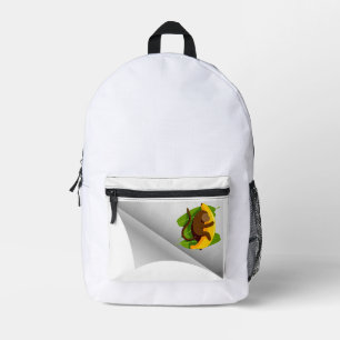 monkey with banana under the patch printed backpack