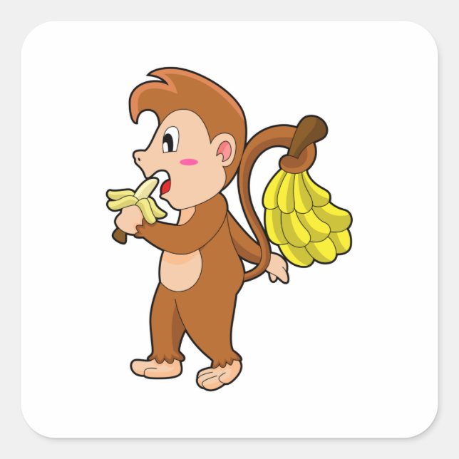 Monkey with Bananas Square Sticker (Front)