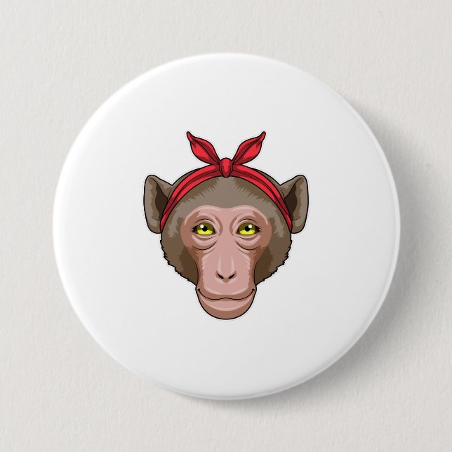 Monkey with Bandana 7.5 Cm Round Badge (Front)
