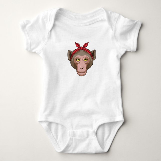 Monkey with Bandana Baby Bodysuit (Front)