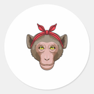 Monkey with Bandana Classic Round Sticker