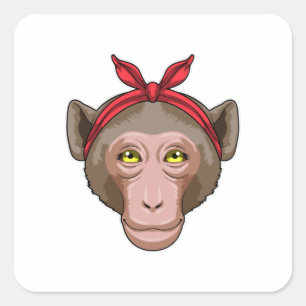 Monkey with Bandana Square Sticker