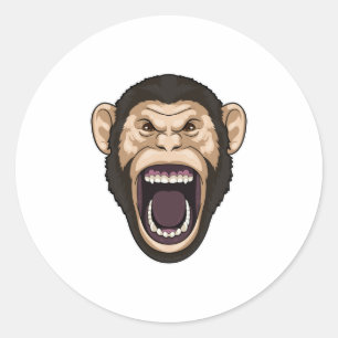 Monkey with black Hairs Classic Round Sticker
