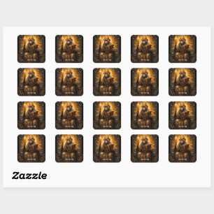 Monkey with book square sticker