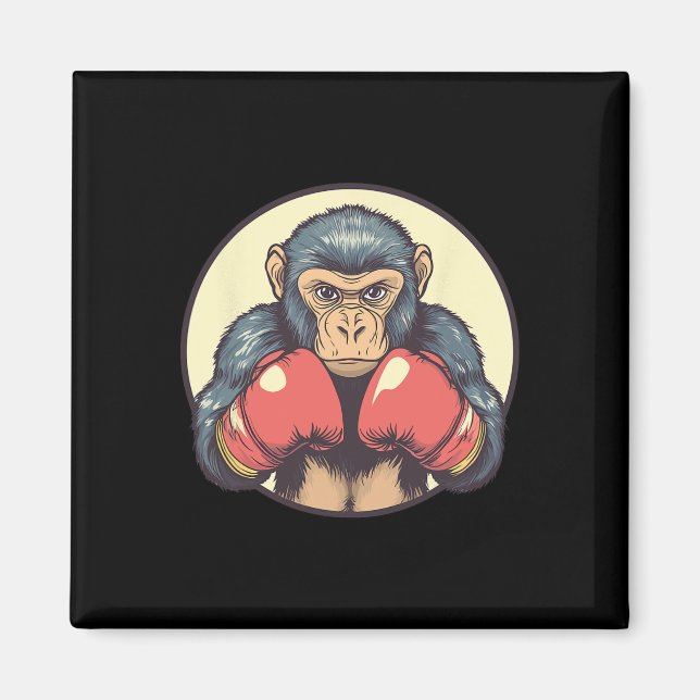 Monkey With Boxing Gloves Determined  Magnet (Front)