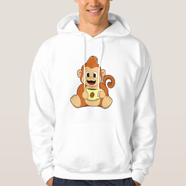 Monkey with Cup of Coffee Hoodie (Front)