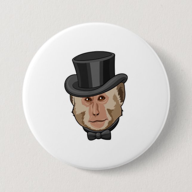 Monkey with Cylinder 7.5 Cm Round Badge (Front)