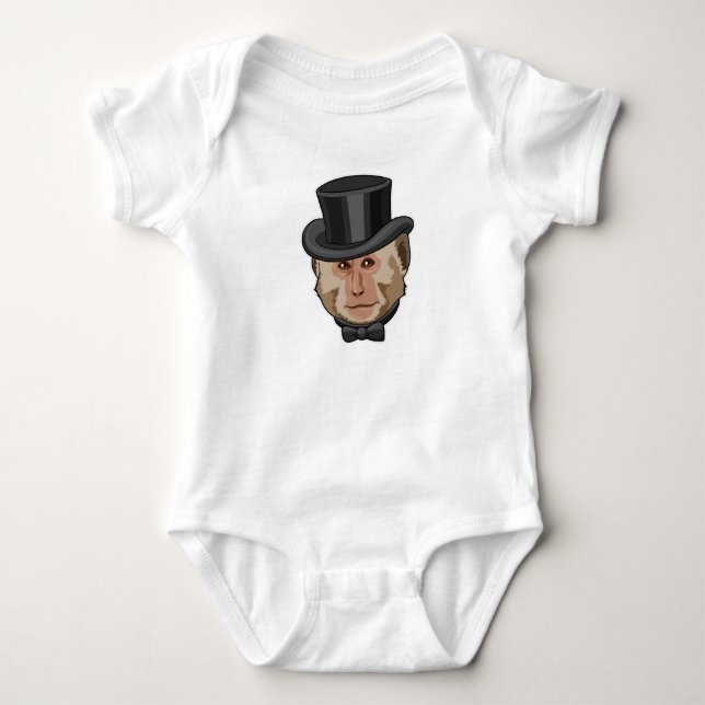 Monkey with Cylinder Baby Bodysuit (Front)