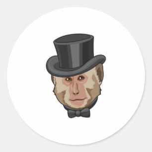 Monkey with Cylinder Classic Round Sticker