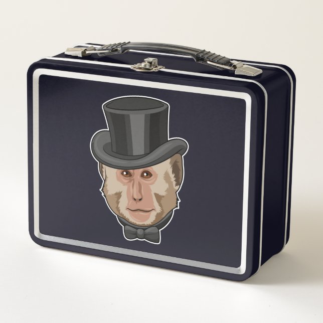 Monkey with Cylinder Metal Lunch Box (Front)