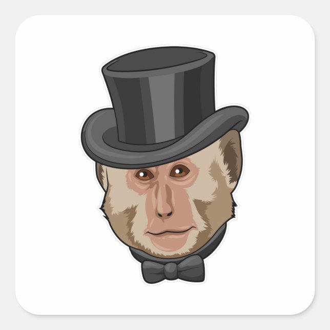 Monkey with Cylinder Square Sticker (Front)